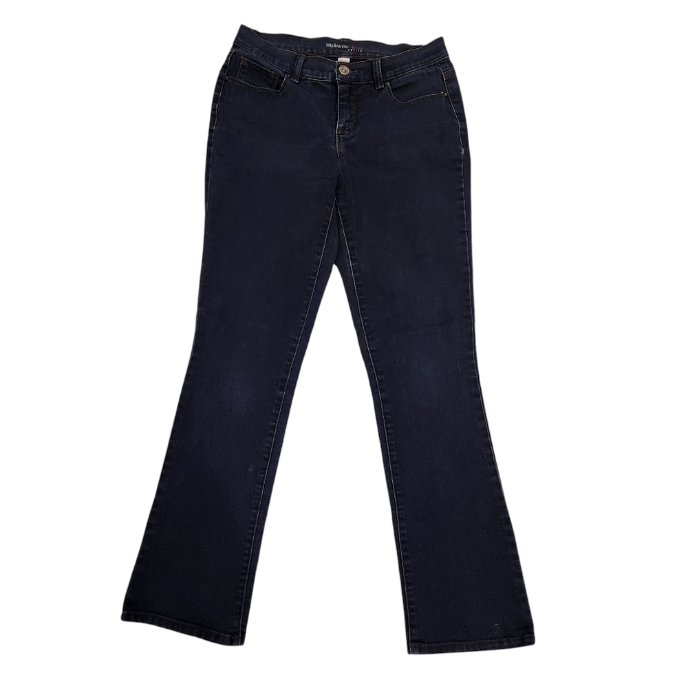 Style & Co Denim Petite Mid Rise Tummy Control Modern Boot Dark Wash Size 6P
